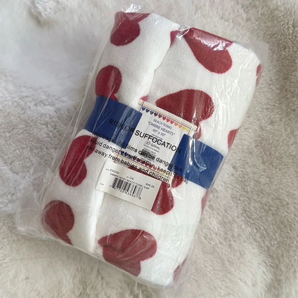 BRIGHTON NWT Ombre Hearts Fun in the Sun Beach Towel • Summer 2024 GWP